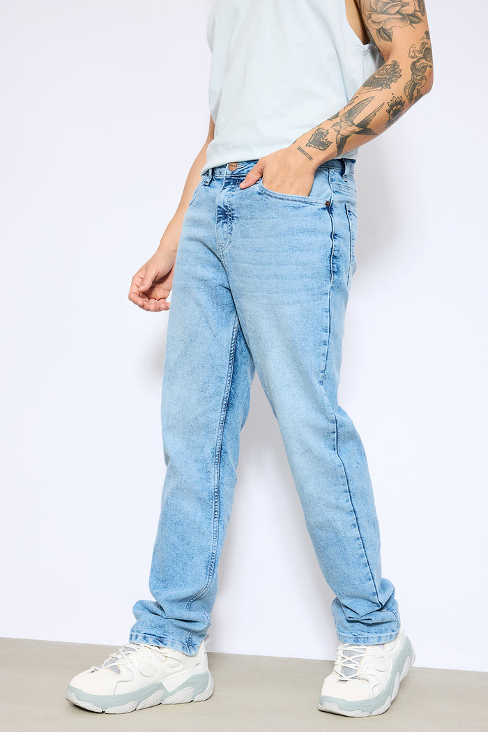 ice blue men's slim straight jeans