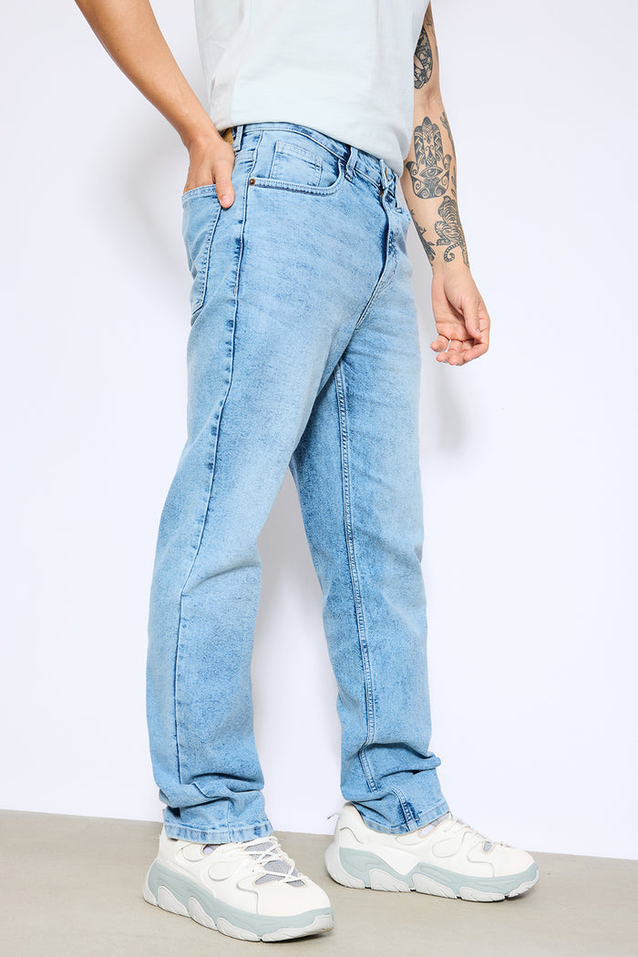 ice blue men's slim straight jeans