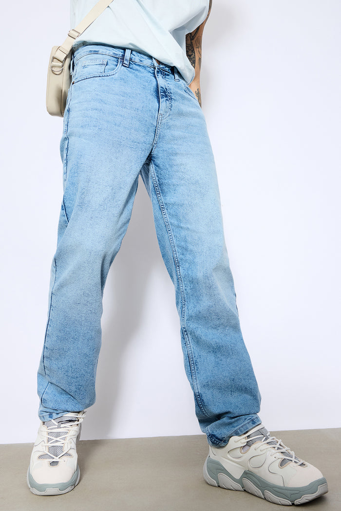 ice blue men's slim straight jeans