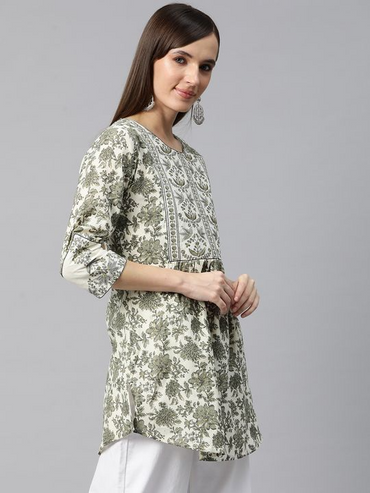 Frock style cotton fabric green top