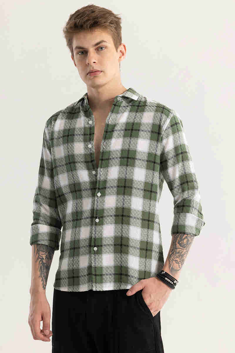 Plaided comfy Green Check Shirt