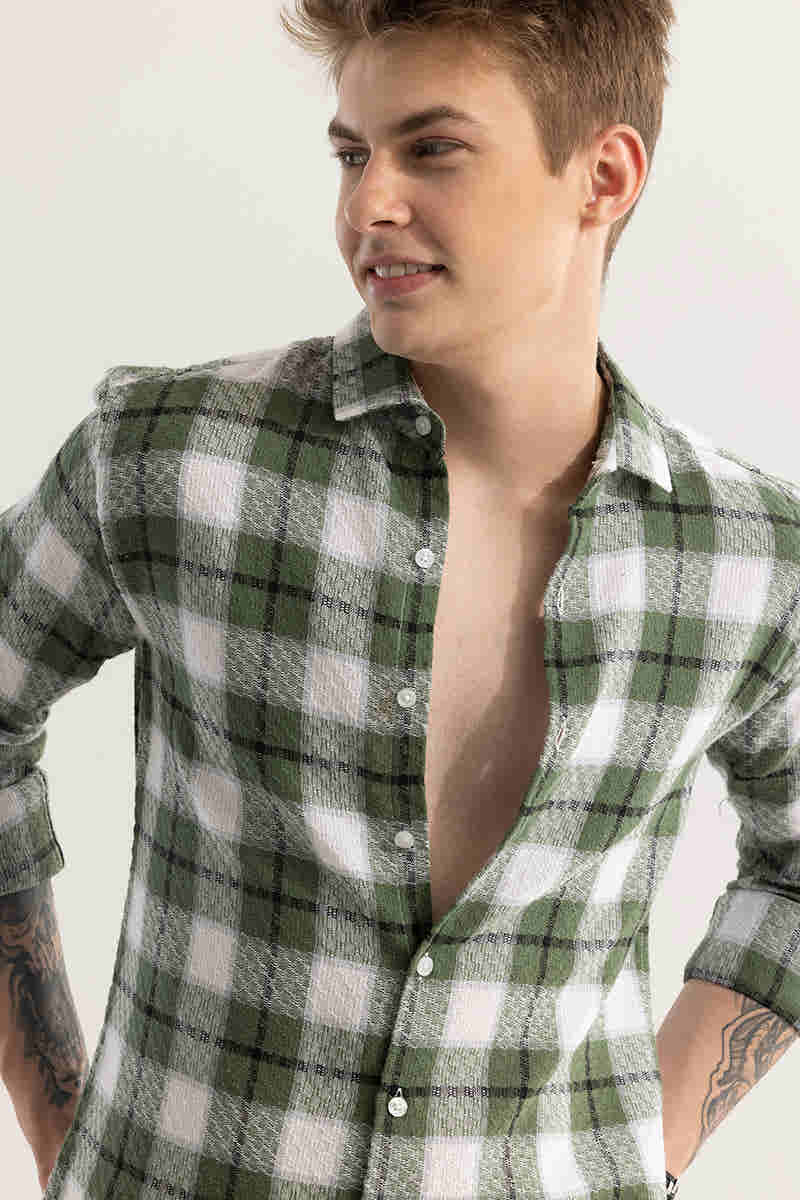Plaided comfy Green Check Shirt