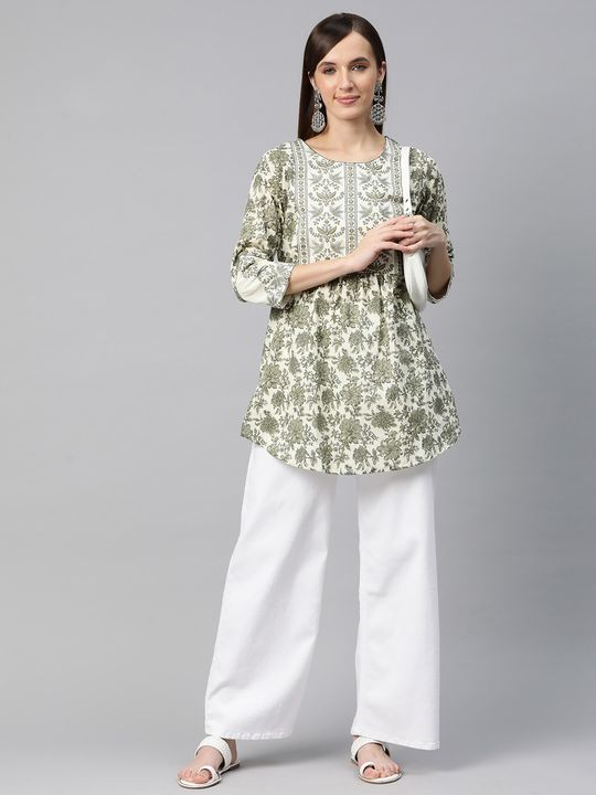 Frock style cotton fabric green top
