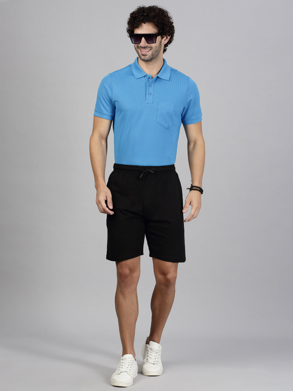 Men Blue polostyle T-shirt