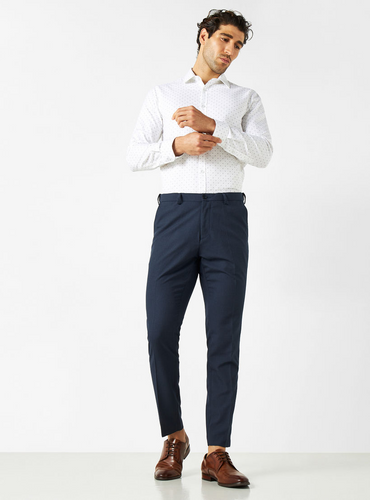Textured Formal Trousers with Pockets