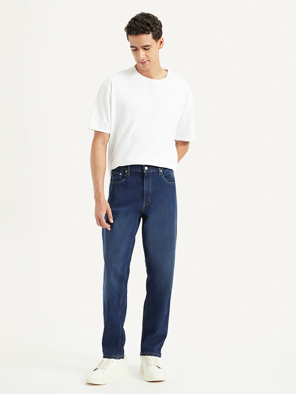 Men's Relaxed Tapered Fit Dark Blue Jeans