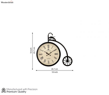 Cycle Shaped Analog Metal Wall Clock