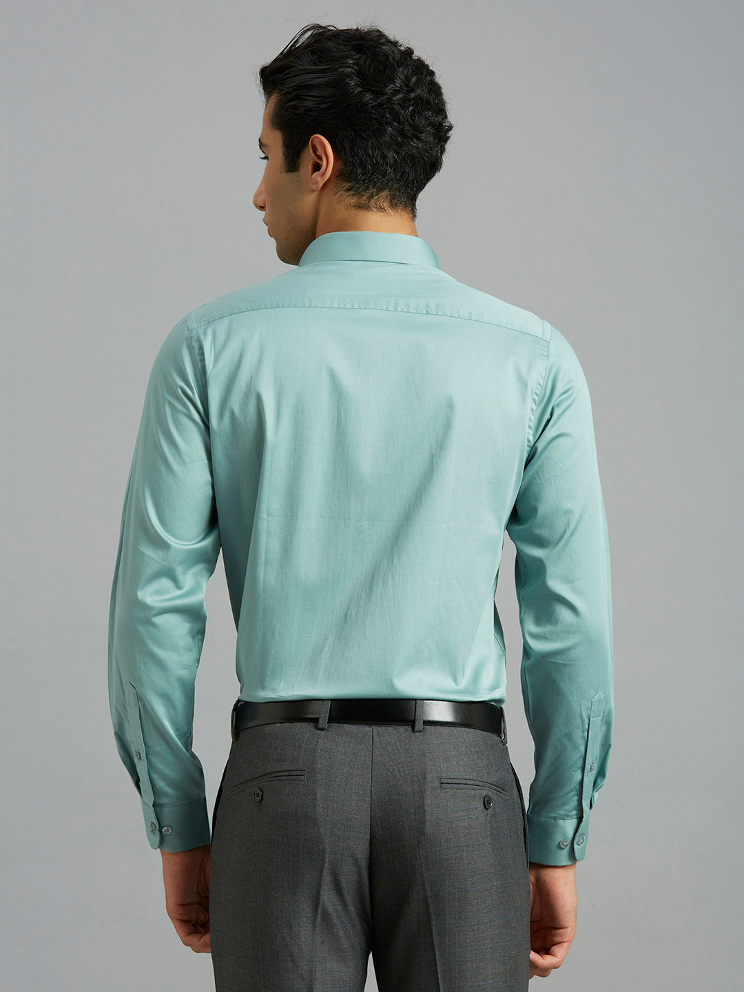 Mint Green Solid Slim Fit Formal Full Sleeve Shirt