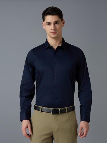 Navy Solid Slim Fit Formal Full Sleeve Shirt