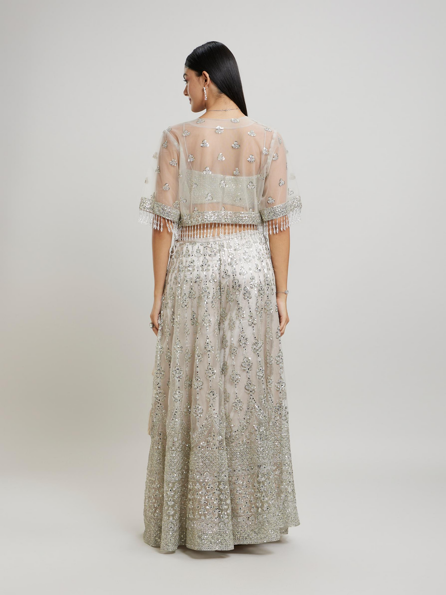 Fawn Flair Net-Embellished Indo Western