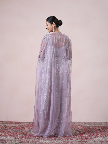 Majestic Purple Net Saree