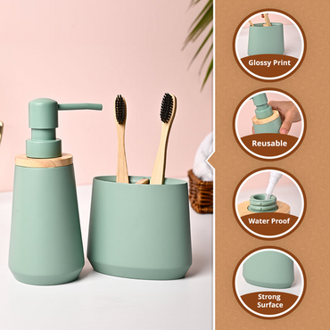 2Pcs Green Polyresin Bathroom Set