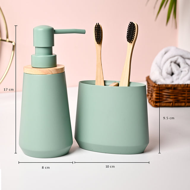 2Pcs Green Polyresin Bathroom Set