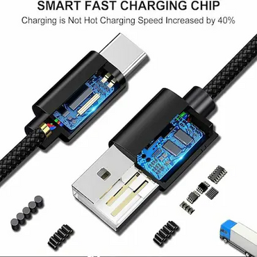 65W/3A Fast Charging USB Type C Cable for Smartphones, Tablets & other Type C