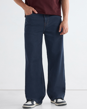Men's Blue Super Baggy Fit Mid-Rise Jeans