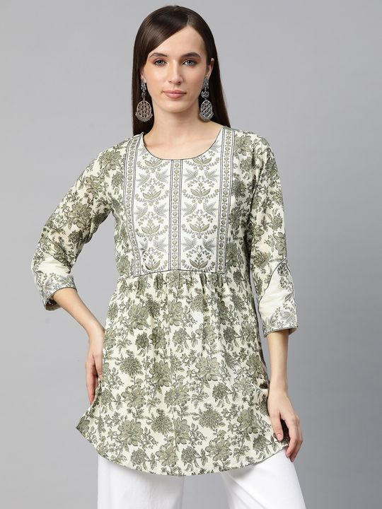 Frock style cotton fabric green top