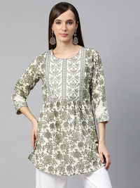 Frock style cotton fabric green top