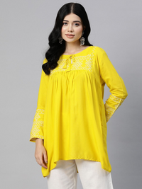 Frock style cotton fabric yellow color top