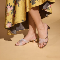 Women Gold Party Slip Ons