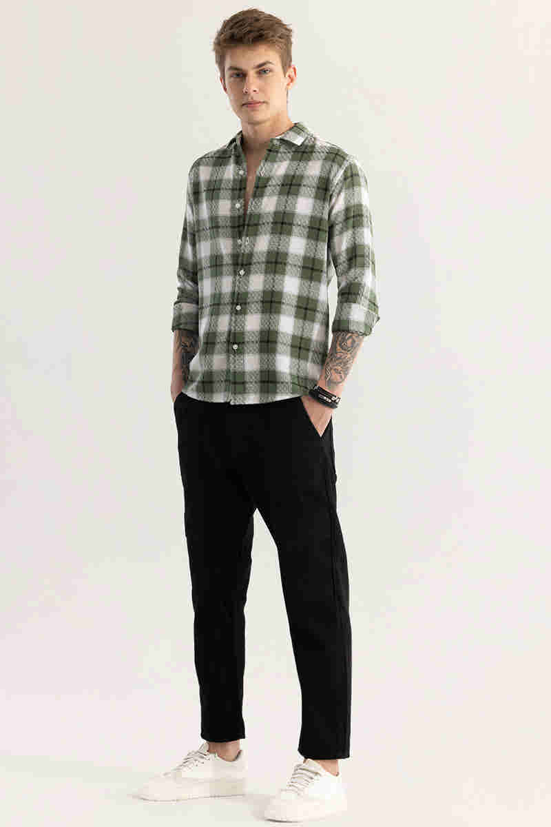 Plaided comfy Green Check Shirt