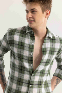Plaided comfy Green Check Shirt