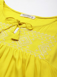 Frock style cotton fabric yellow color top