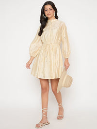 White Viscose Blend Mini Dress