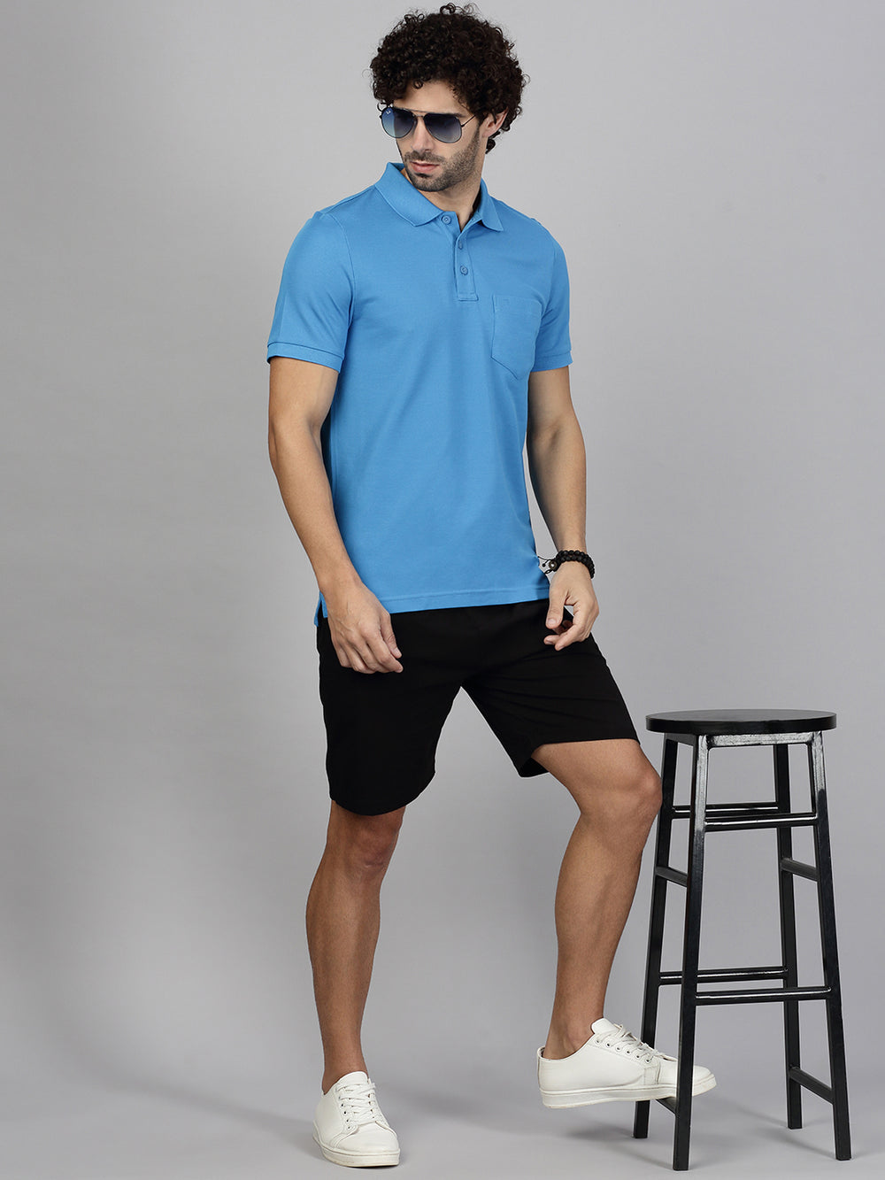 Men Blue polostyle T-shirt