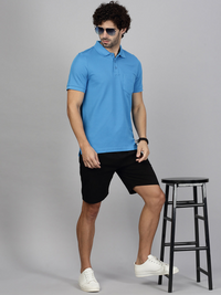 Men Blue polostyle T-shirt