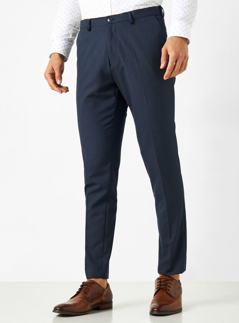 Textured Formal Trousers with Pockets