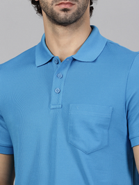 Men Blue polostyle T-shirt