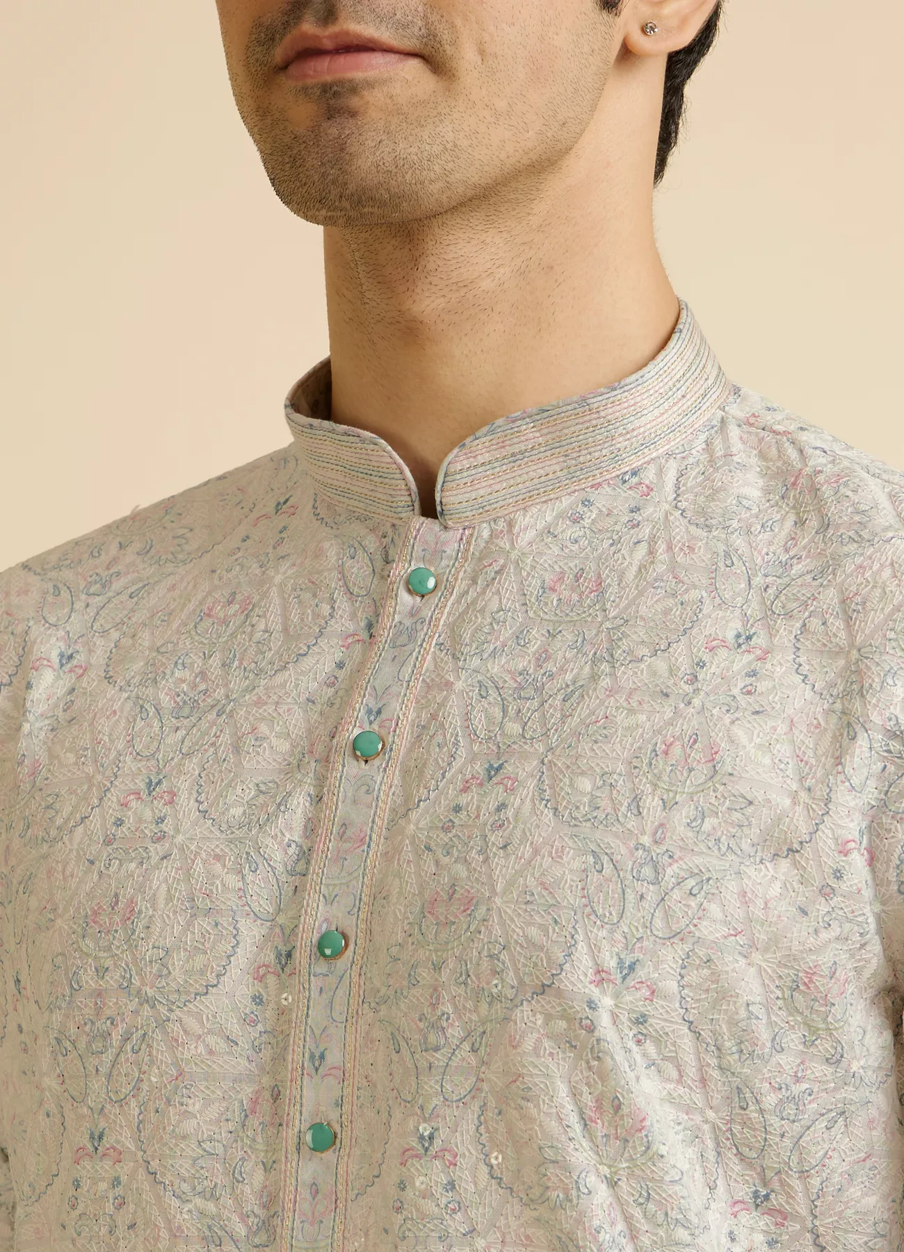 Pista white Chikankari Elegance Kurta Pajama