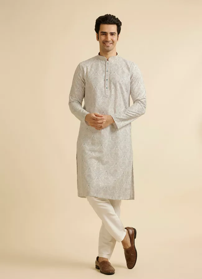 Pista white Chikankari Elegance Kurta Pajama