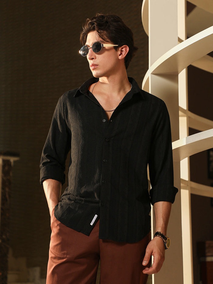 Panel Jacquard black Shirt