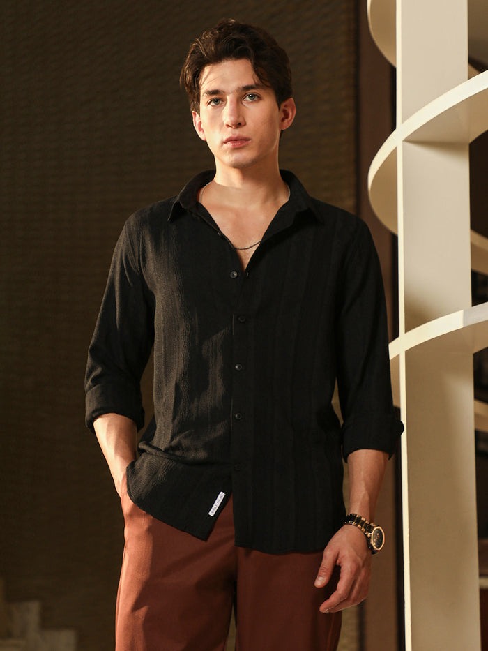 Panel Jacquard black Shirt