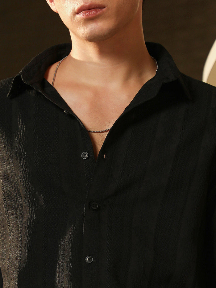 Panel Jacquard black Shirt