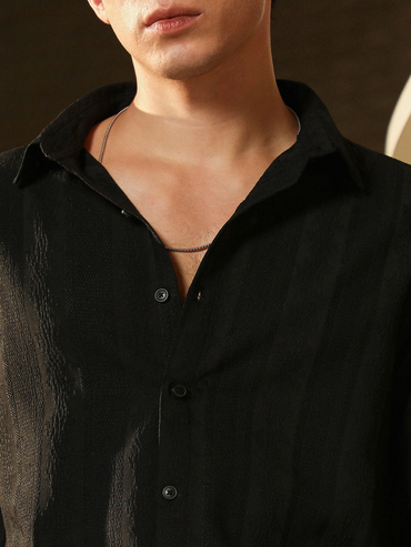 Panel Jacquard black Shirt