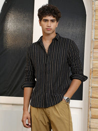 Duo-Jacquard Striped Shirt