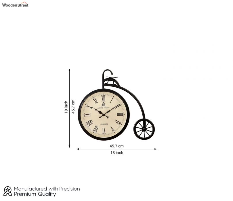 Cycle Shaped Analog Metal Wall Clock