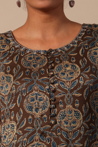 Floral Printed A-line Modal Satin Kurta