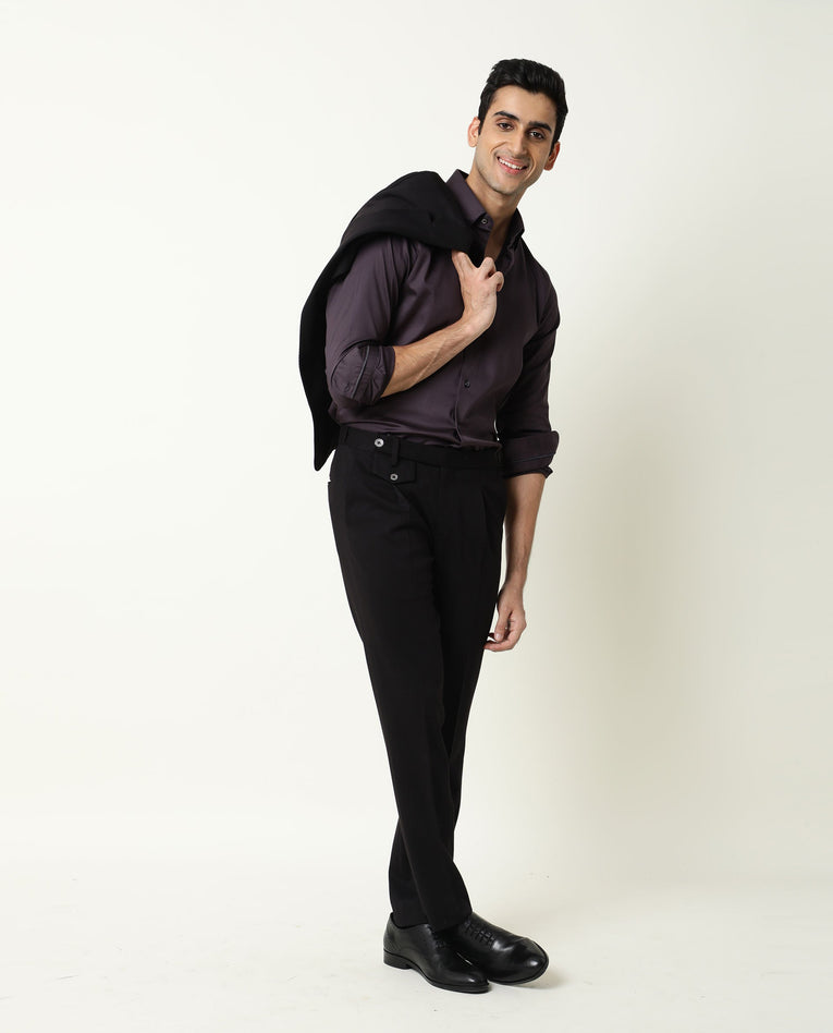 STRETCH PLAIN SHIRT - PURPLE