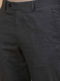Dark Grey Solid Slim Fit Formal Trouser