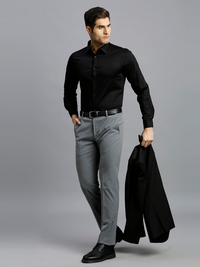 Black Solid  Slim Fit Formal Full Sleeve Shirt
