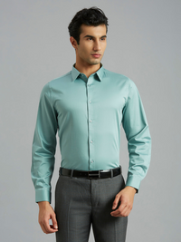 Mint Green Solid Slim Fit Formal Full Sleeve Shirt