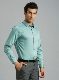 Mint Green Solid Slim Fit Formal Full Sleeve Shirt