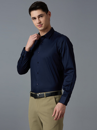 Navy Solid Slim Fit Formal Full Sleeve Shirt