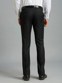 Black Plain Wool Blend With Elastane Auto Fit Formal Cross Pocket pants