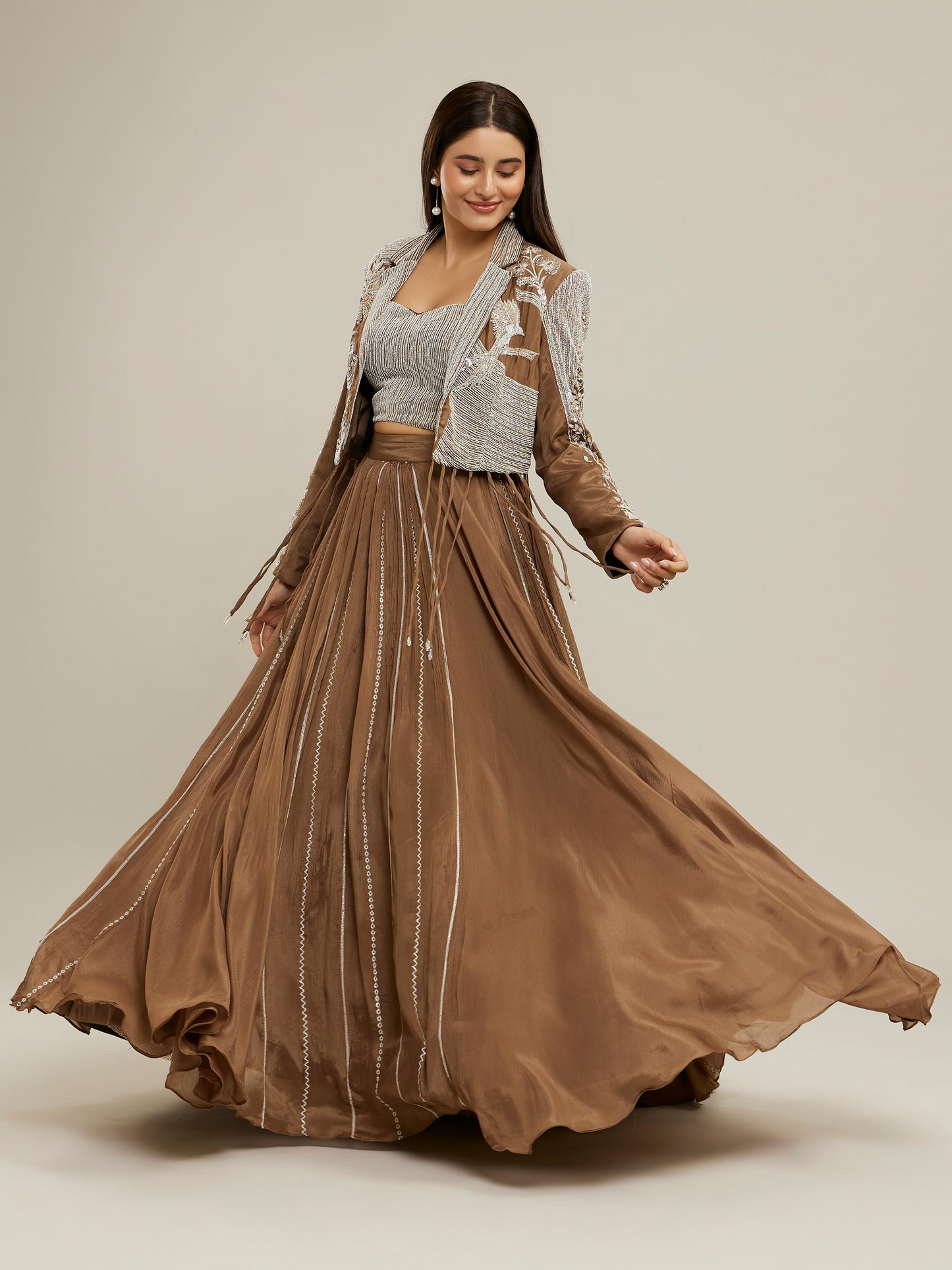 Fawn Chiffon Indo Western