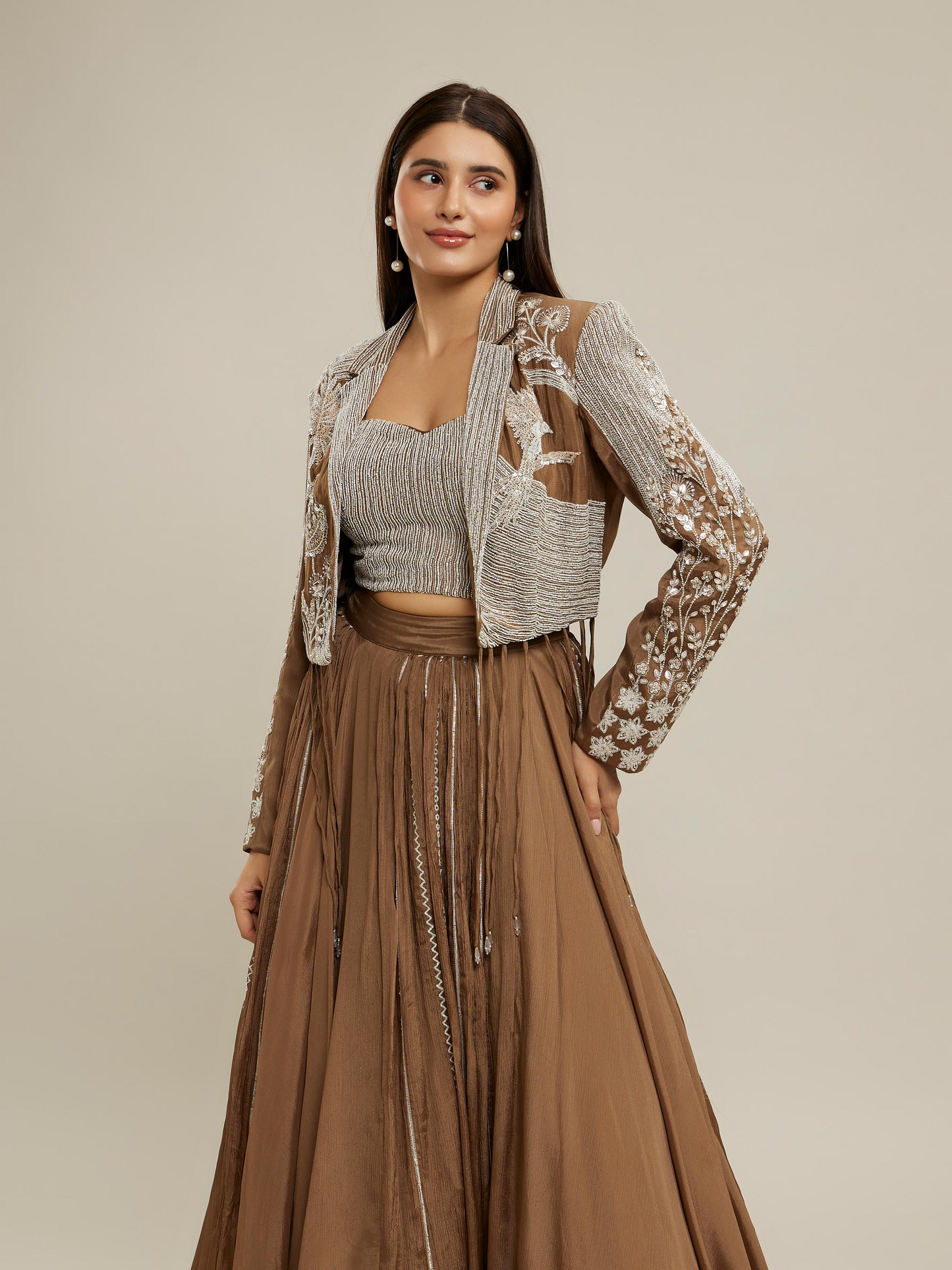Fawn Chiffon Indo Western