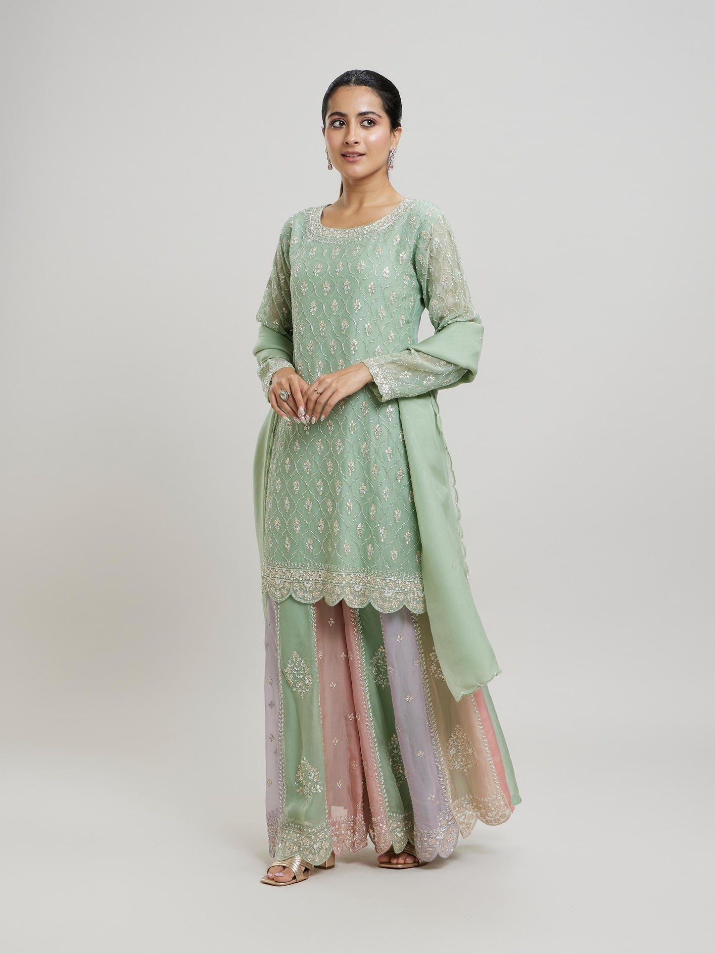 Gracious Pista Green Stitched Suit